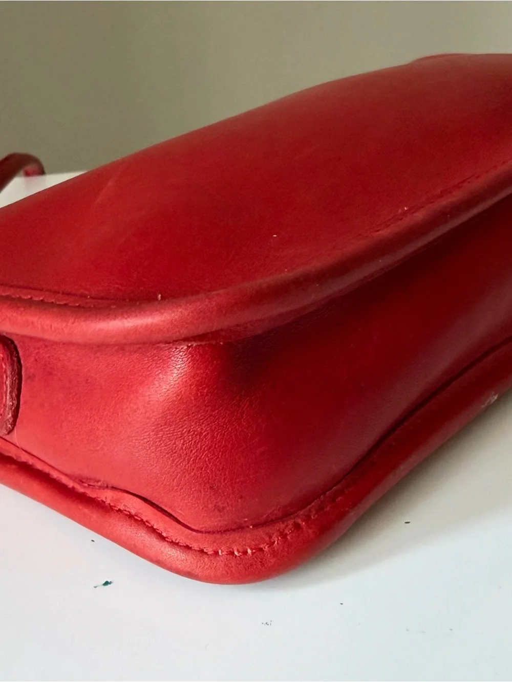 Vintage Coach 9655 Small Zippered Pouch Red NYC USA Crossbody Bag